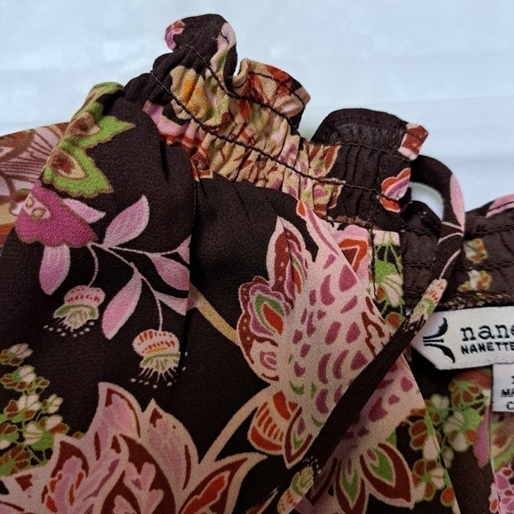 NANETTE Lepore Floral Blouse Tie Neck - Picture 9 of 11